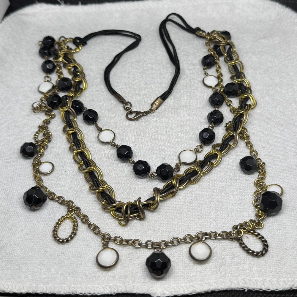 Elegant Black and Gold Layered Necklace